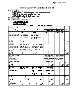 Bài kiểm tra chương III - Đại số 9 - Tiết ppct 46